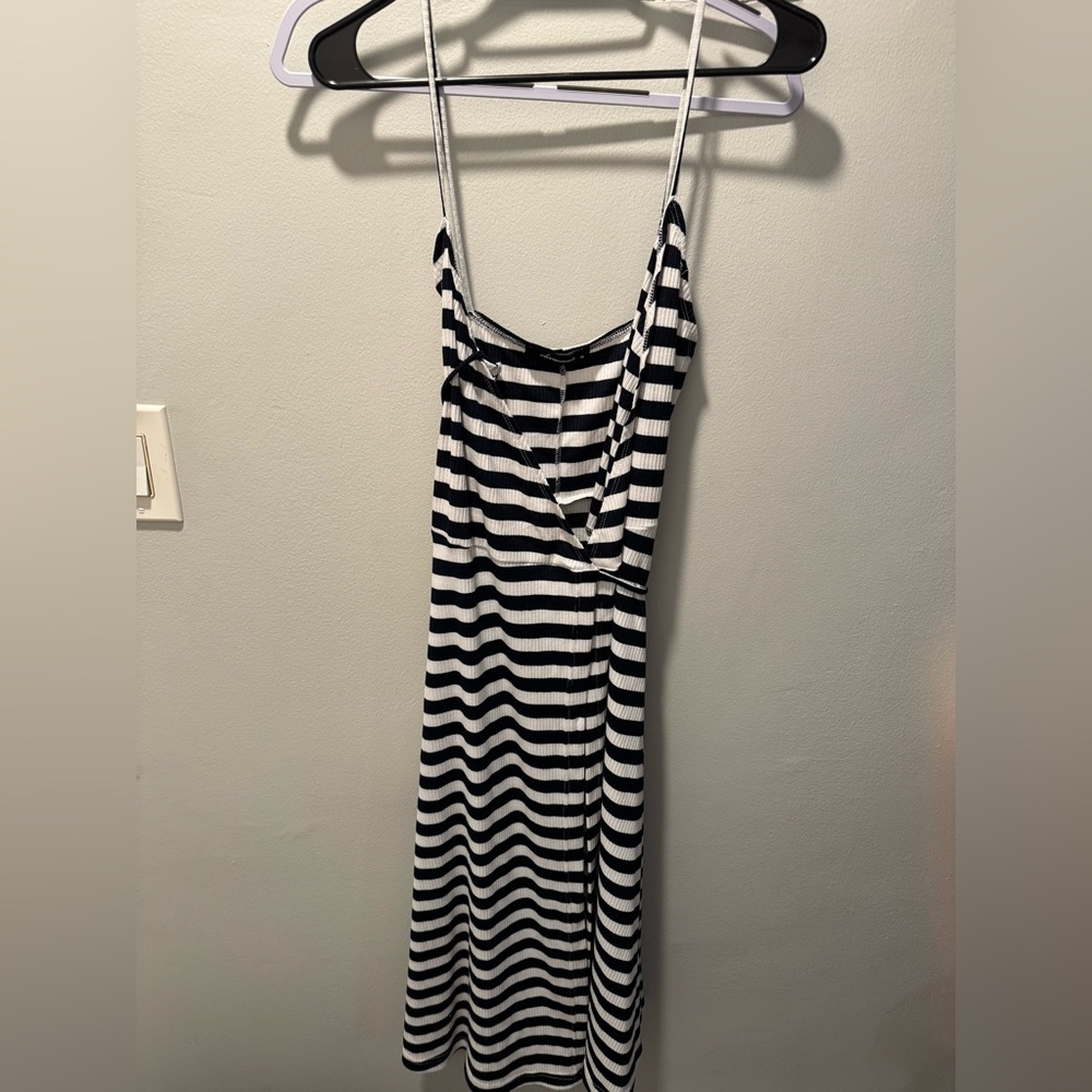 Olivaceous Navy and White Striped Top